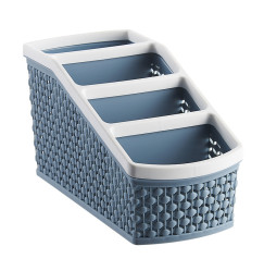 4-compartment organizer for brushes and cosmetics / blue taupe (narrow small)