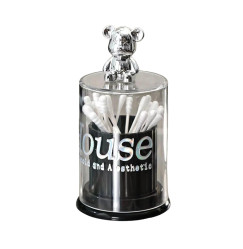 Organizer for cotton swabs and other things with a lid "Bear" / black