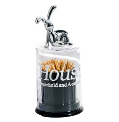 Organizer for cotton swabs and other things with a lid "Bunny" / black