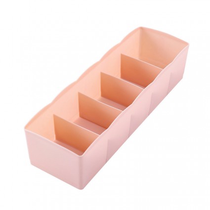 Plastic storage organizer, 5 compartments / mini pink powder