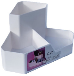 Corner organizer for cosmetics, jewelry and other / Lova plastik M-130 / white