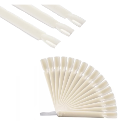 Fan palette for gel polishes on a ring (50 pcs tips) / WHITE / square shape