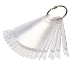 Fan palette for gel polishes on a ring (50 pcs tips) / TRANSPARENT / square shape