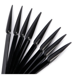 Fan palette for gel polishes on a ring (50 pcs tips) / BLACK / almond SHARP shape