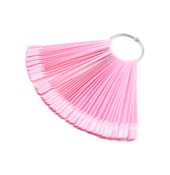 Fan palette for gel polishes on a ring (50 pcs tips) / PINK / square shape