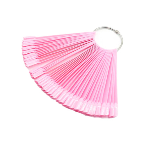 Fan palette for gel polishes on a ring (50 pcs tips) / PINK / square shape