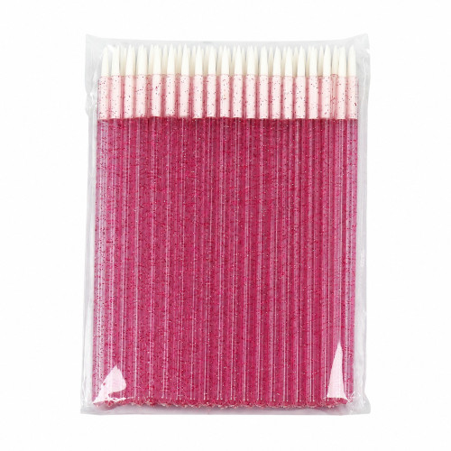 DISPOSABLE eyebrow and eyelash brushes 50 pcs per pack - pink with glitter