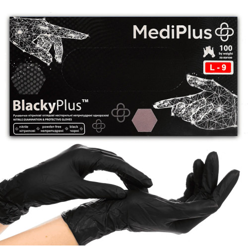 Перчатки НИТРИЛОВЫЕ MediPlus 100 шт в уп / черные BlackyPlus / размер L