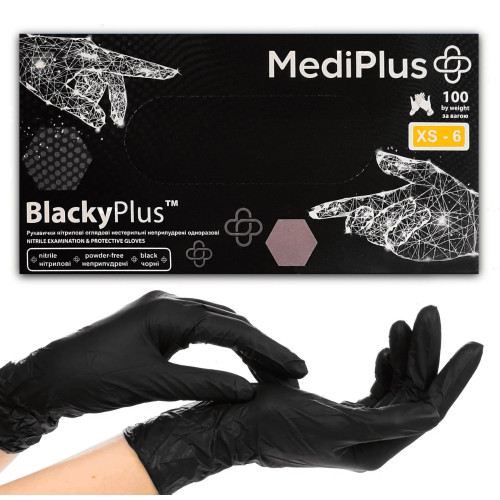 NITRILE gloves MediPlus 100 pcs per pack / black BlackyPlus / size XS