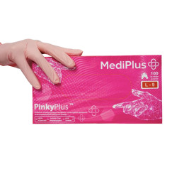 NITRILE gloves MediPlus 100 pcs per pack / soft pink PinkyPlus / size L