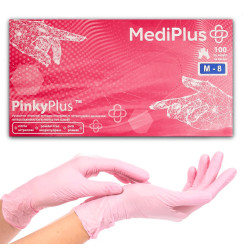 NITRILE gloves MediPlus 100 pcs per pack / soft pink PinkyPlus / size M