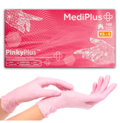 NITRILE gloves MediPlus 100 pcs per pack / soft pink PinkyPlus / size XS