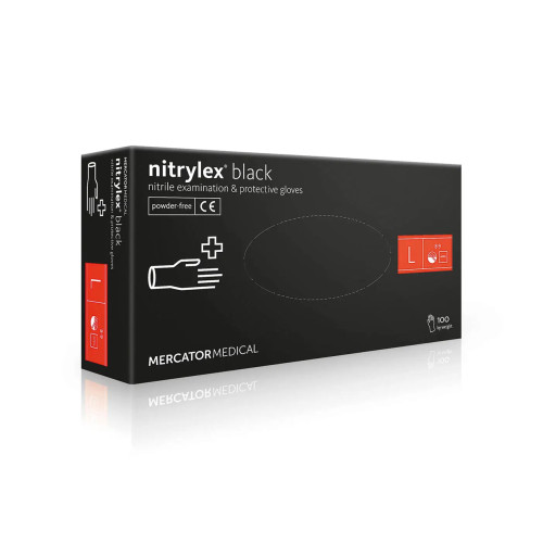 Перчатки нитриловые Mercator Medical Nitrylex черные,100 шт. в упаковке, размер L
