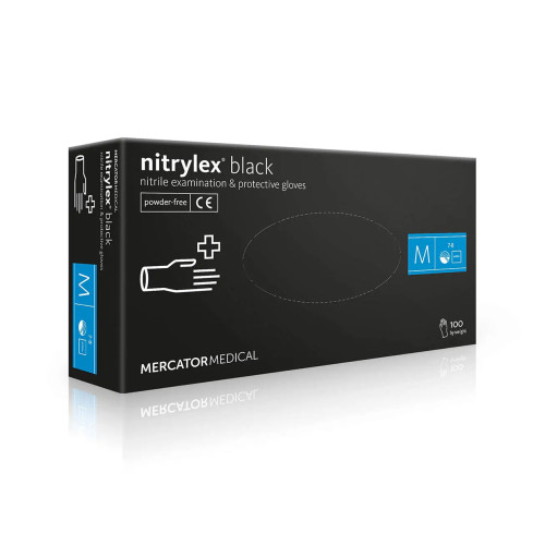 Перчатки нитриловые Mercator Medical Nitrylex черные,100 шт. в упаковке, размер M