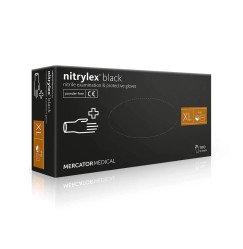 Rękawiczki nitrylowe Mercator Medical Nitrylex czarne, 100 szt. zapakowane, rozmiar XL