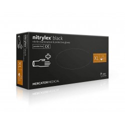 Рукавички нітрилові Mercator Medical Nitrylex чорні, 100 шт. в упаковці, розмір XL