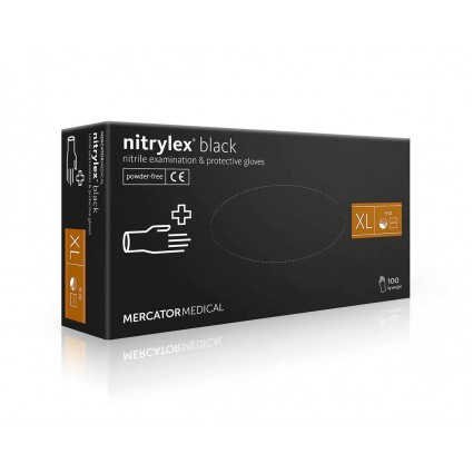Рукавички нітрилові Mercator Medical Nitrylex чорні, 100 шт. в упаковці, розмір XL