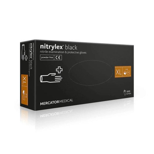 Рукавички нітрилові Mercator Medical Nitrylex чорні, 100 шт. в упаковці, розмір XL