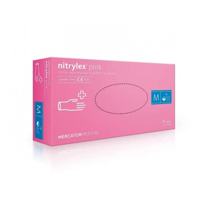 Рукавички нітрилові Mercator Medical Nitrylex Pink - ніжно-рожеві M