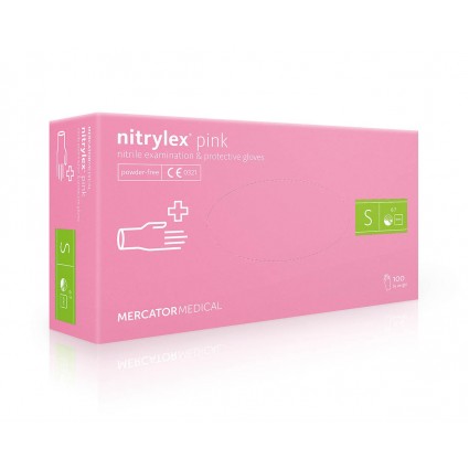 Перчатки нитриловые Mercator Medical Nitrylex Pink - нежно-розовые S        
