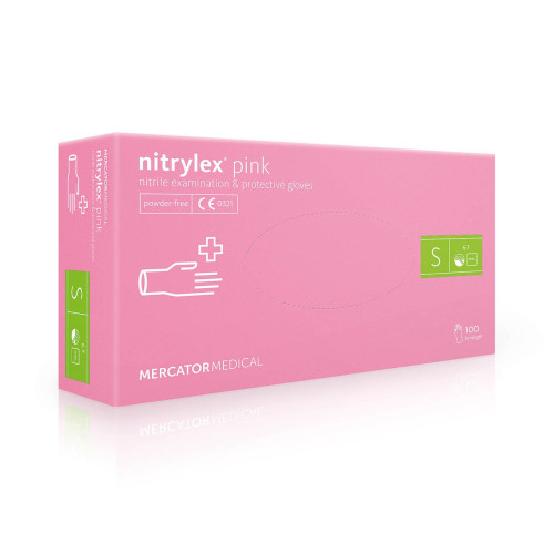 Rękawiczki nitrylowe Mercator Medical Nitrylex Różowe / jasnoróżowe S