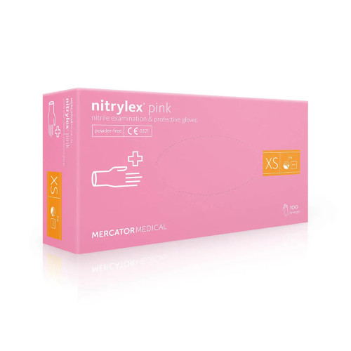 Rękawiczki nitrylowe Mercator Medical Nitrylex Pink - jasnoróżowe XS