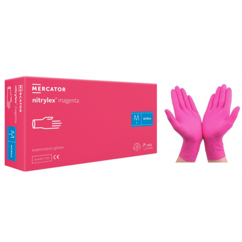 Rękawiczki nitrylowe bezpudrowe Nitrylex Magenta / malina M