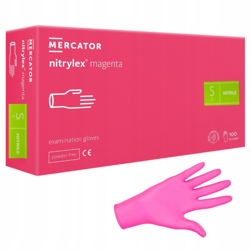 Перчатки нитриловые неопудренные Nitrylex Magenta / малиновые S