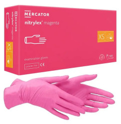 Rękawiczki nitrylowe bezpudrowe Nitrylex Magenta / malina XS