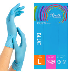 NITRILE gloves SANGIG Nitryle 100 pcs in pack - BLUE - size L
