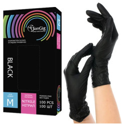 NITRILE gloves SANGIG Nitryle 100 pcs in pack - BLACK NITRILE - size M