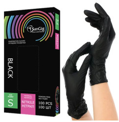 NITRILE gloves SANGIG Nitryle 100 pcs in pack - BLACK NITRILE - size S