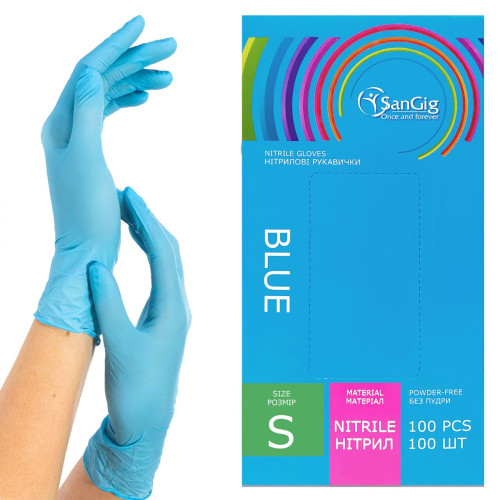 NITRILE gloves SANGIG Nitryle 100 pcs in pack - BLUE - size S