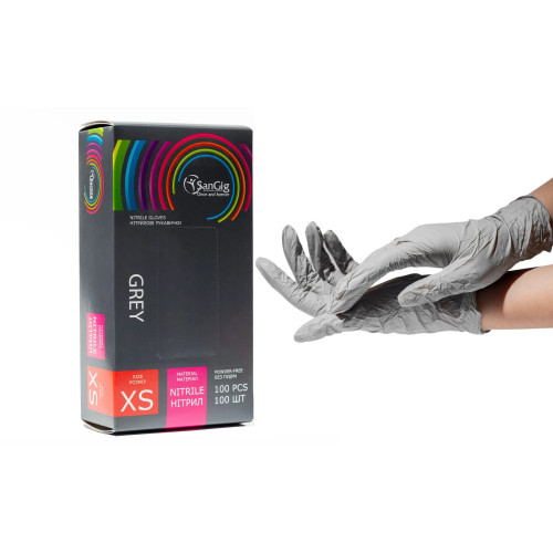 NITRILE gloves SANGIG Nitryle 100 pcs in pack - GRAY - size XS