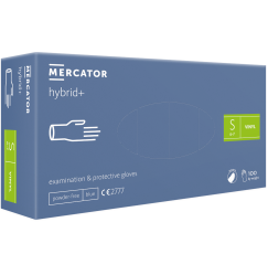 Перчатки виниловые Vinyl MERCATOR hybrid+ 100 шт в уп, размер S / голубые
