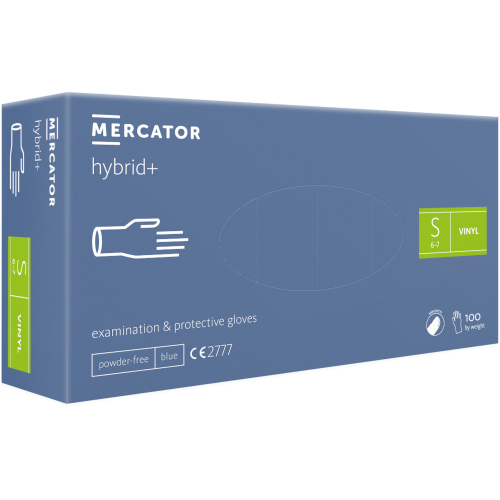 Vinyl gloves MERCATOR hybrid + 100 pcs per pack, size S / blue