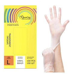 Vinyl gloves SANGIG Vinyl 100 pcs in pack - TRANSPARENT - size L