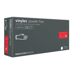 Rękawice winylowe Mercator Medical Vinylex 100 szt. w opakowaniu, rozmiar L - transparentne