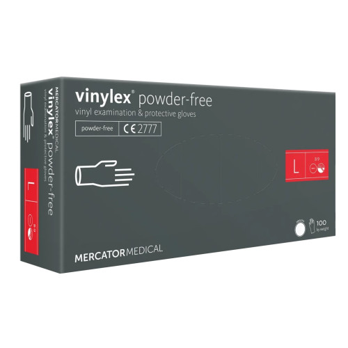 Рукавички вінілові Mercator Medical Vinylex 100 шт в упаковці розмір L - прозорі