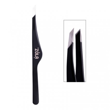 Пінцет для брів професійний скошений ZOLA Color Series / BLACK