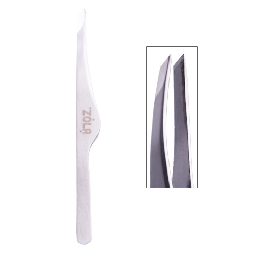 Пинцет для бровей профессиональный скошенный ZOLA Color Series / SILVER