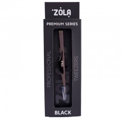 Пінцет для брів професійний скошений ZOLA - PREMIUM Series - BLACK