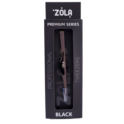 Pęseta do brwi ZOLA Professional kątowa – seria Premium – czarna
