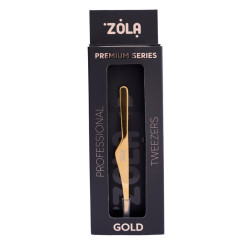 Pęseta do brwi ZOLA Professional kątowa - seria Premium - złota
