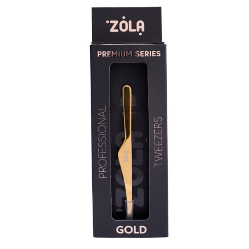 ZOLA Professional Angled Eyebrow Tweezers - Premium Series - Gold