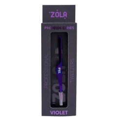 Pęseta do brwi ZOLA Professional kątowa - seria Premium - fioletowa