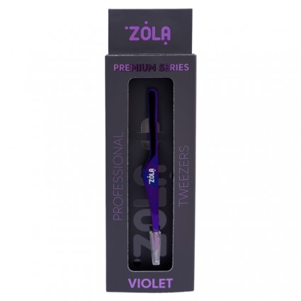 ZOLA Professional Angled Eyebrow Tweezers - Premium Series - Violet