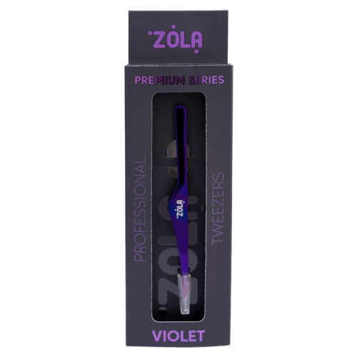 Пинцет для бровей профессиональный скошенный ZOLA - PREMIUM Series - VIOLET