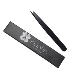 Пінцет для брів скошений Klever Beauty / чорний