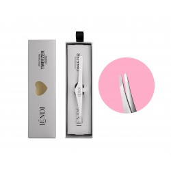 Пінцет для брів скошений Lendi / Moonlight Silver / срібло (у коробочці)